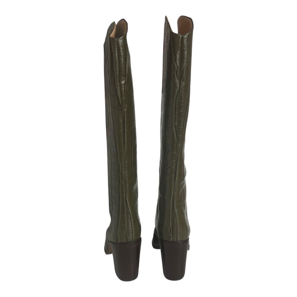 Schutz Maryana Crocodile Embossed Leather Knee High Block Heel Boots Size 5 - Picture 4 of 12